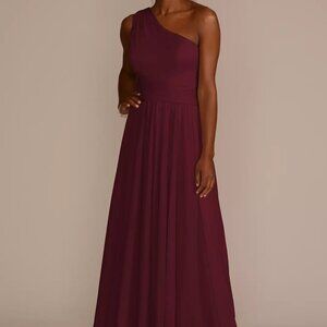 Mesh One-Shoulder Dress with Full Skirt